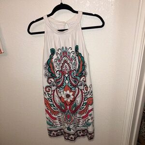 New York & Company Paisley Floral Shift Dress Sleeveless Knit